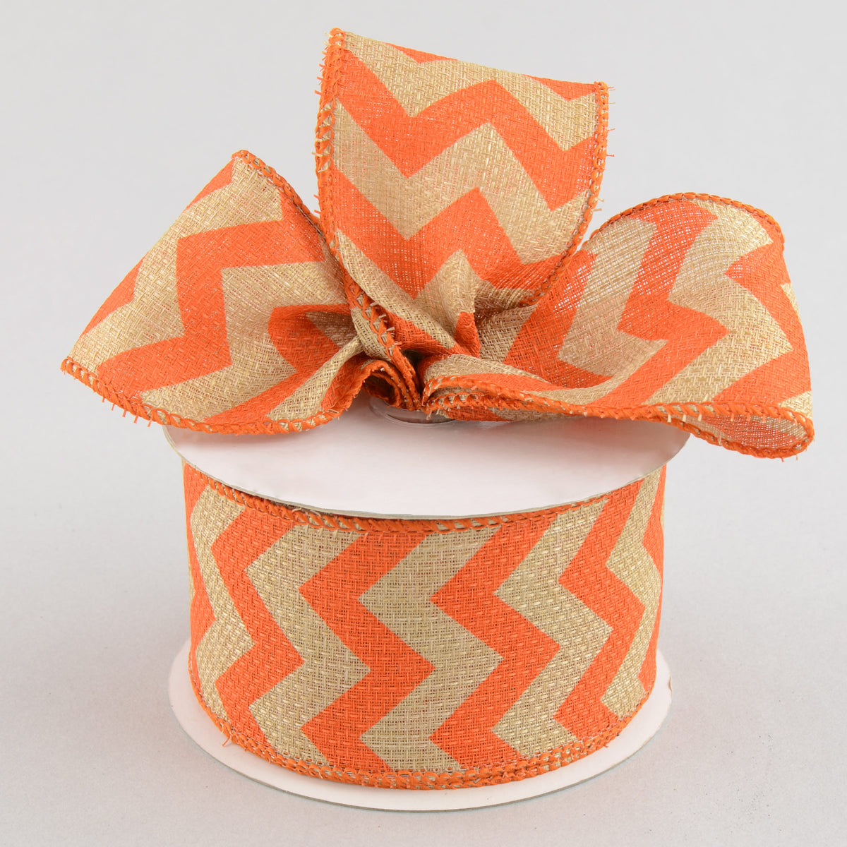 2.5" Faux Burlap Chevron Ribbon: Orange (10 Yards) Lifestyle Photo