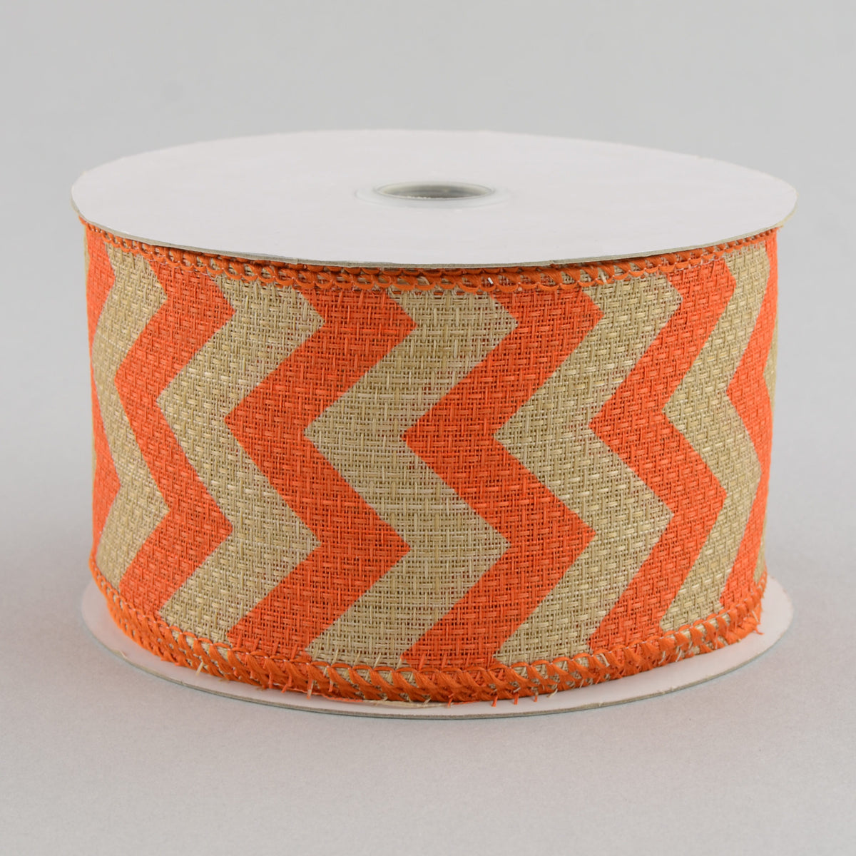2.5" Faux Burlap Chevron Ribbon: Orange (10 Yards)