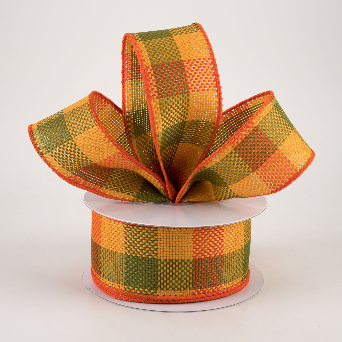 1.5" Faux Burlap Wide Check Ribbon: Fall (10 Yards) Lifestyle Photo