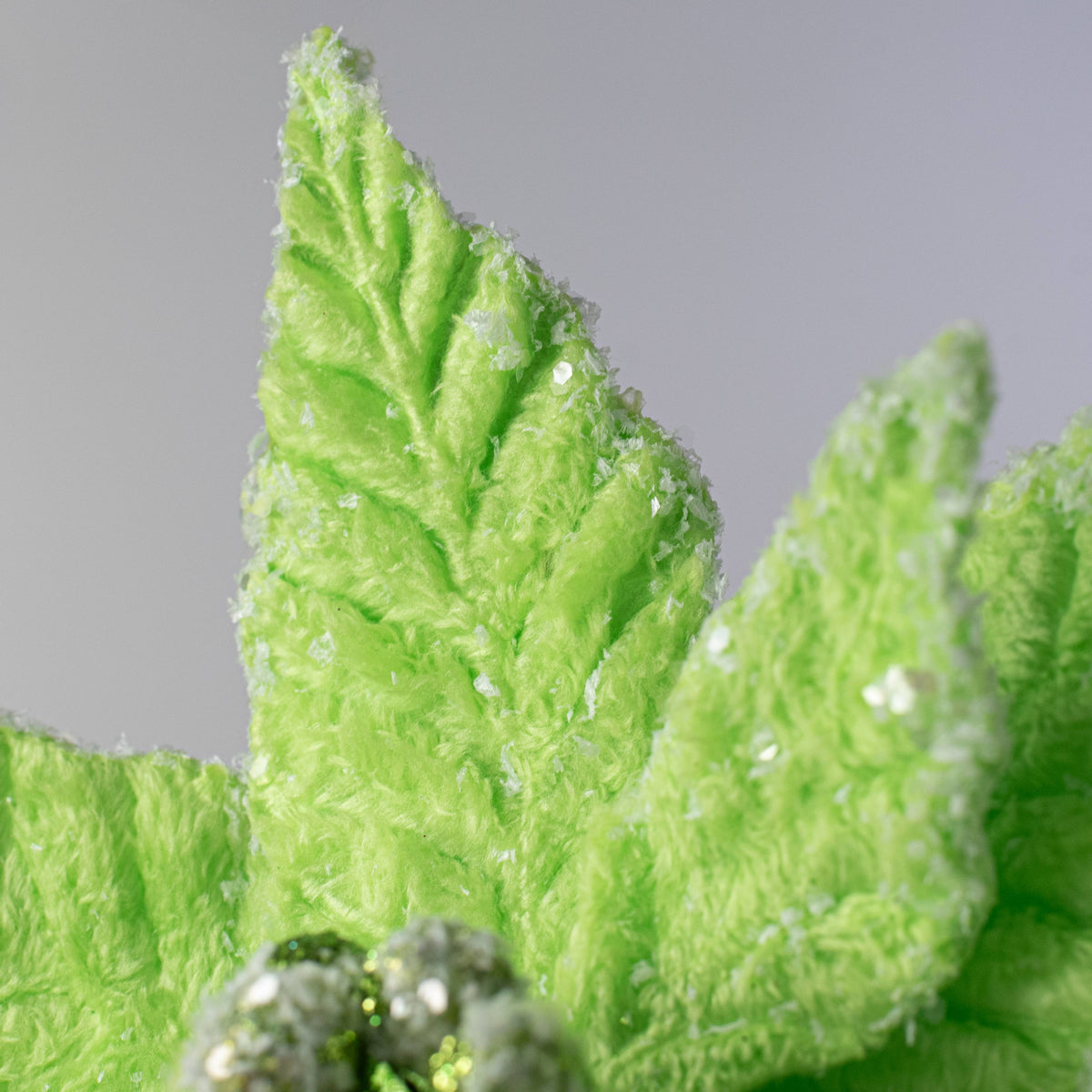 20" Faux Fur Poinsettia Pick: Lime Green Lifestyle Photo