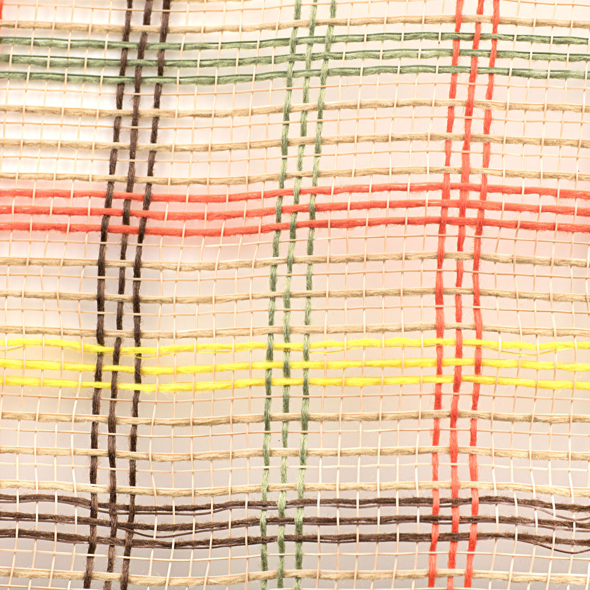 10" Faux Jute Check Mesh: Brown, Yellow, Orange, Moss detail photo 3