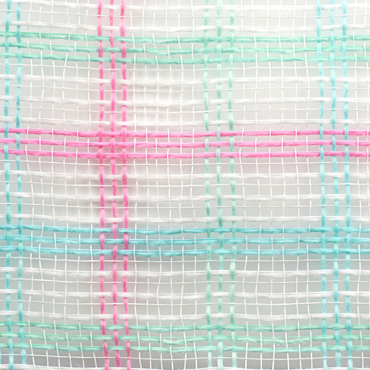 10" Faux Jute Check Mesh: Light Blue, Mint, Light Pink, White detail photo 3