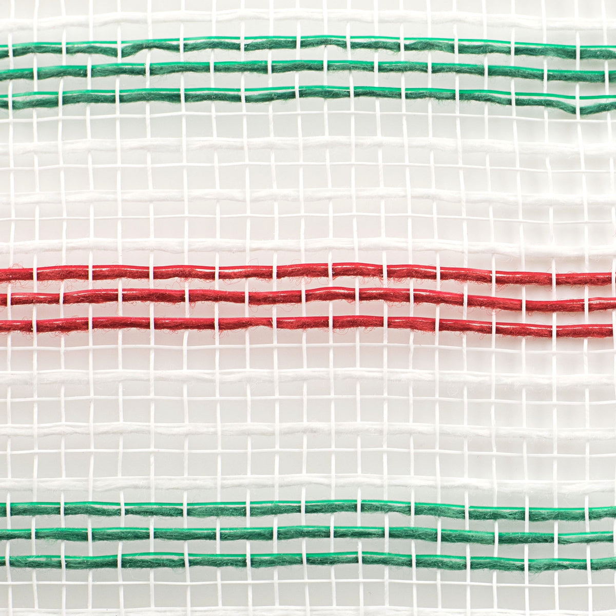 10" Faux Jute Stripe Mesh: White, Red, Emerald detail photo 3