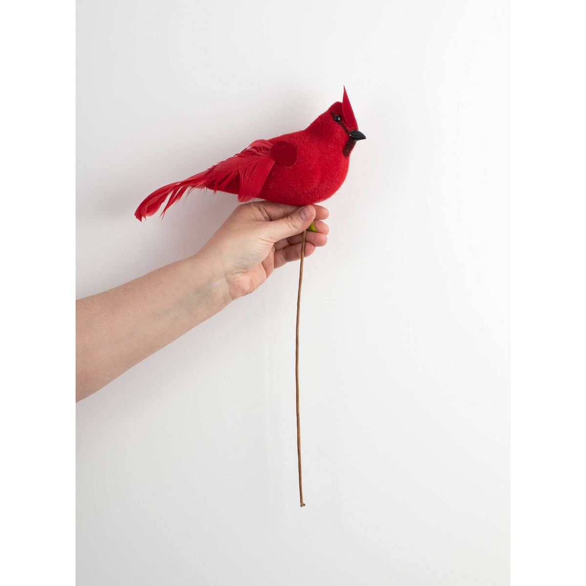 16" Feathered Flocked Cardinal Pick detail photo 3