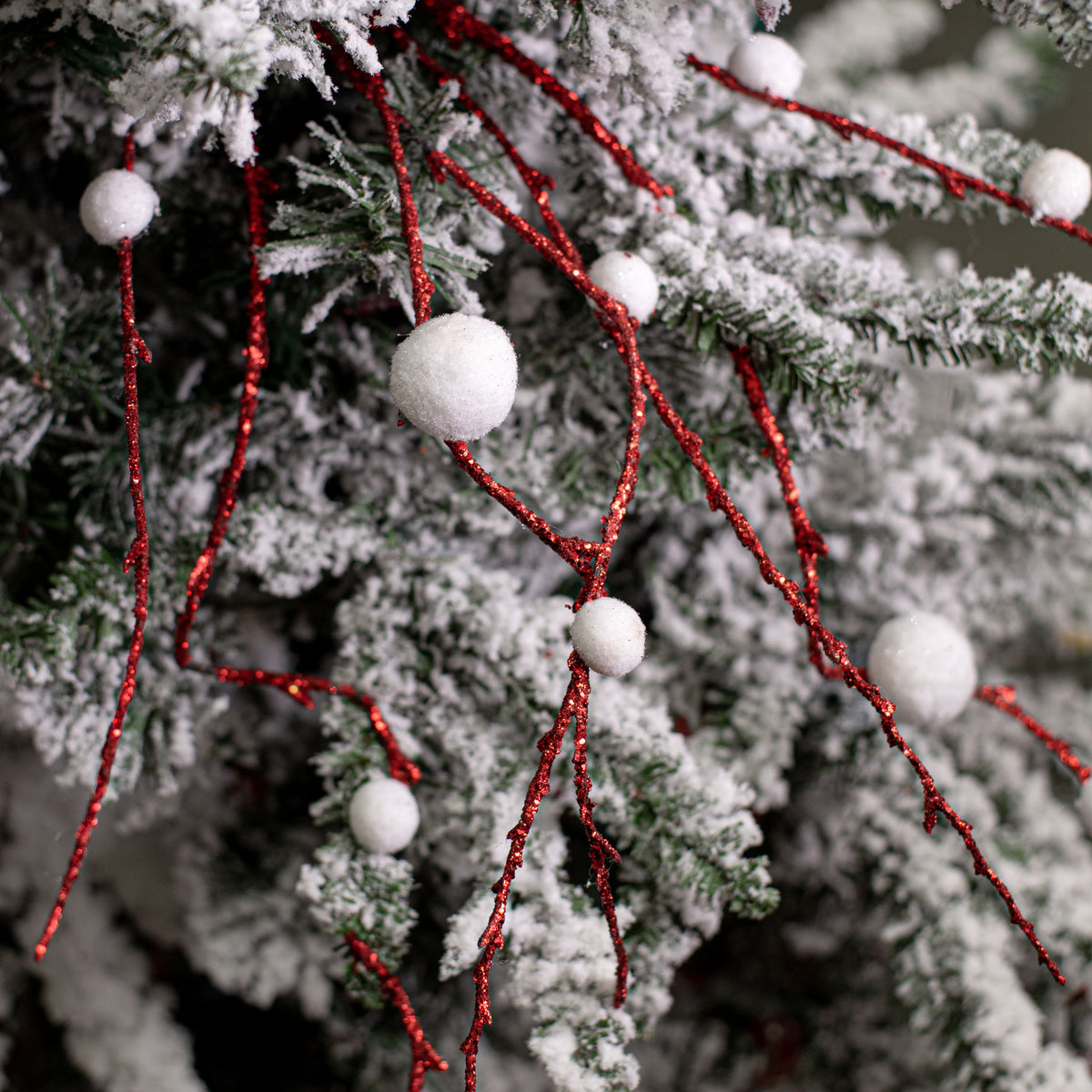 48" Felt Ball Glitter Branch: Red & White Lifestyle Photo