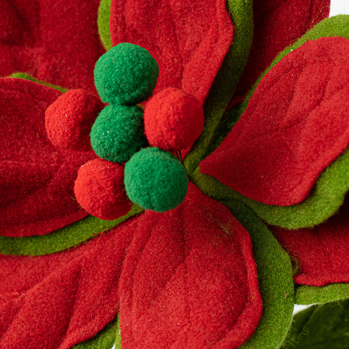 22" Felt Poinsettia Stem: Red, Green, Emerald Lifestyle Photo