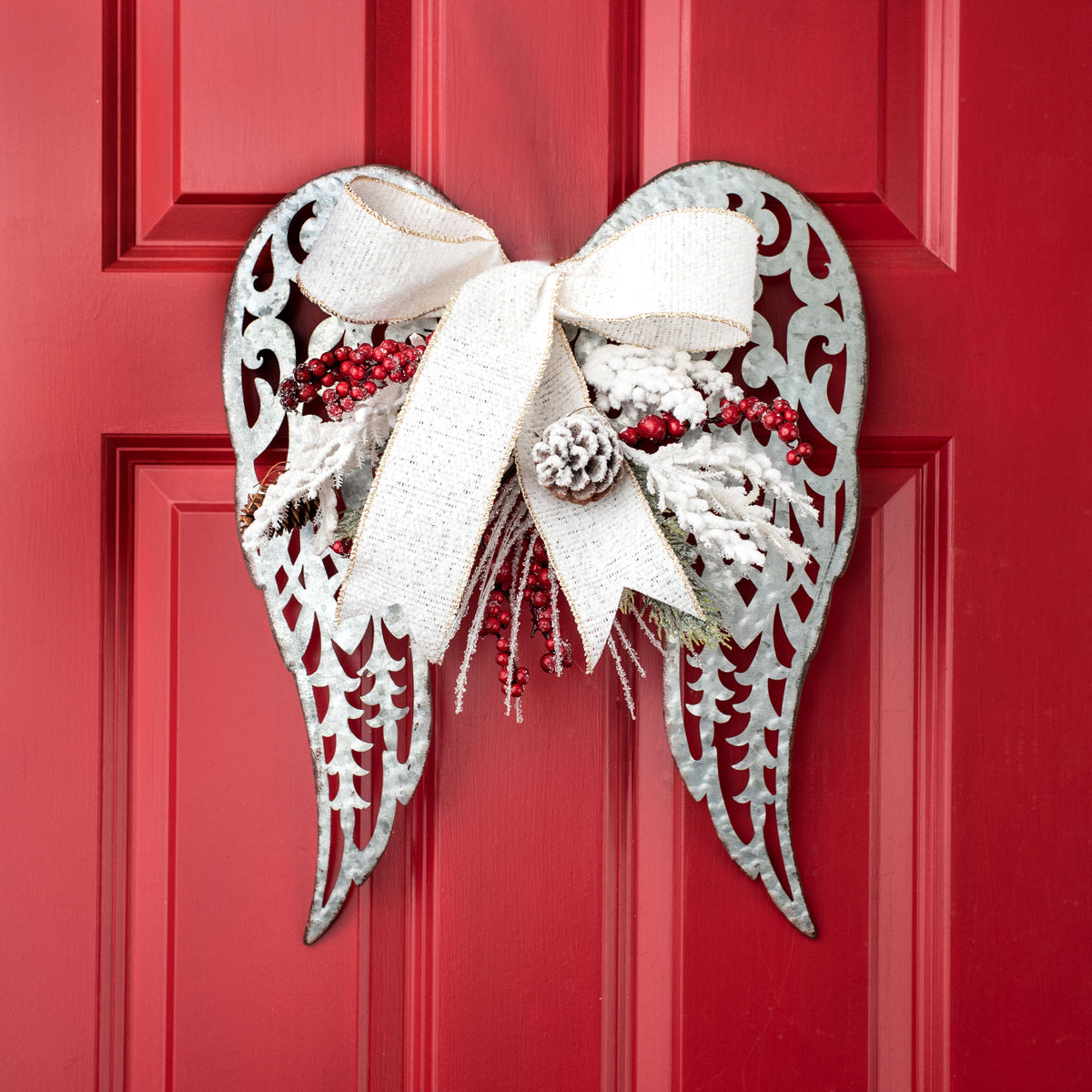 18" Filigree Angel Wings: Acid Wash Galvanized Lifestyle Photo