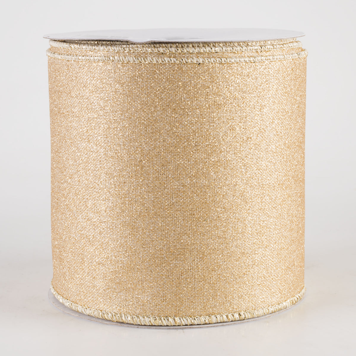 4" Fine Glitter on Royal Ribbon: Light Gold (10 Yards)