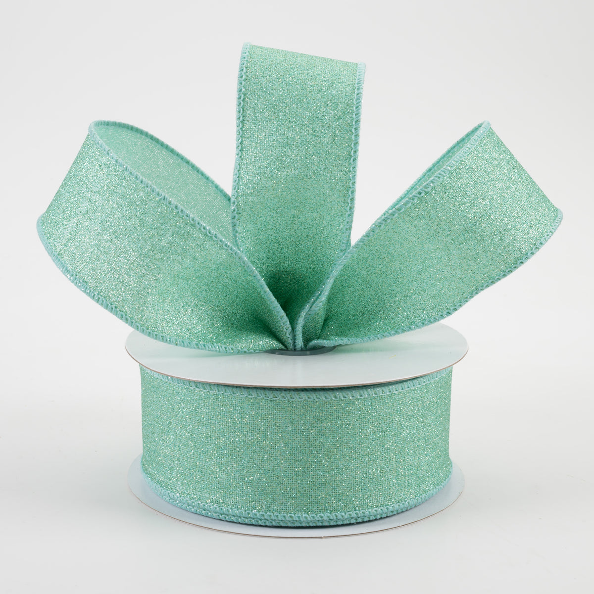 1.5" Fine Glitter on Royal Ribbon: Mint (10 Yards) Lifestyle Photo
