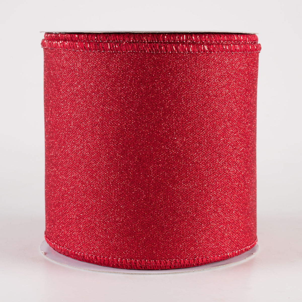 4" Fine Glitter on Royal Ribbon: Red (10 Yards)