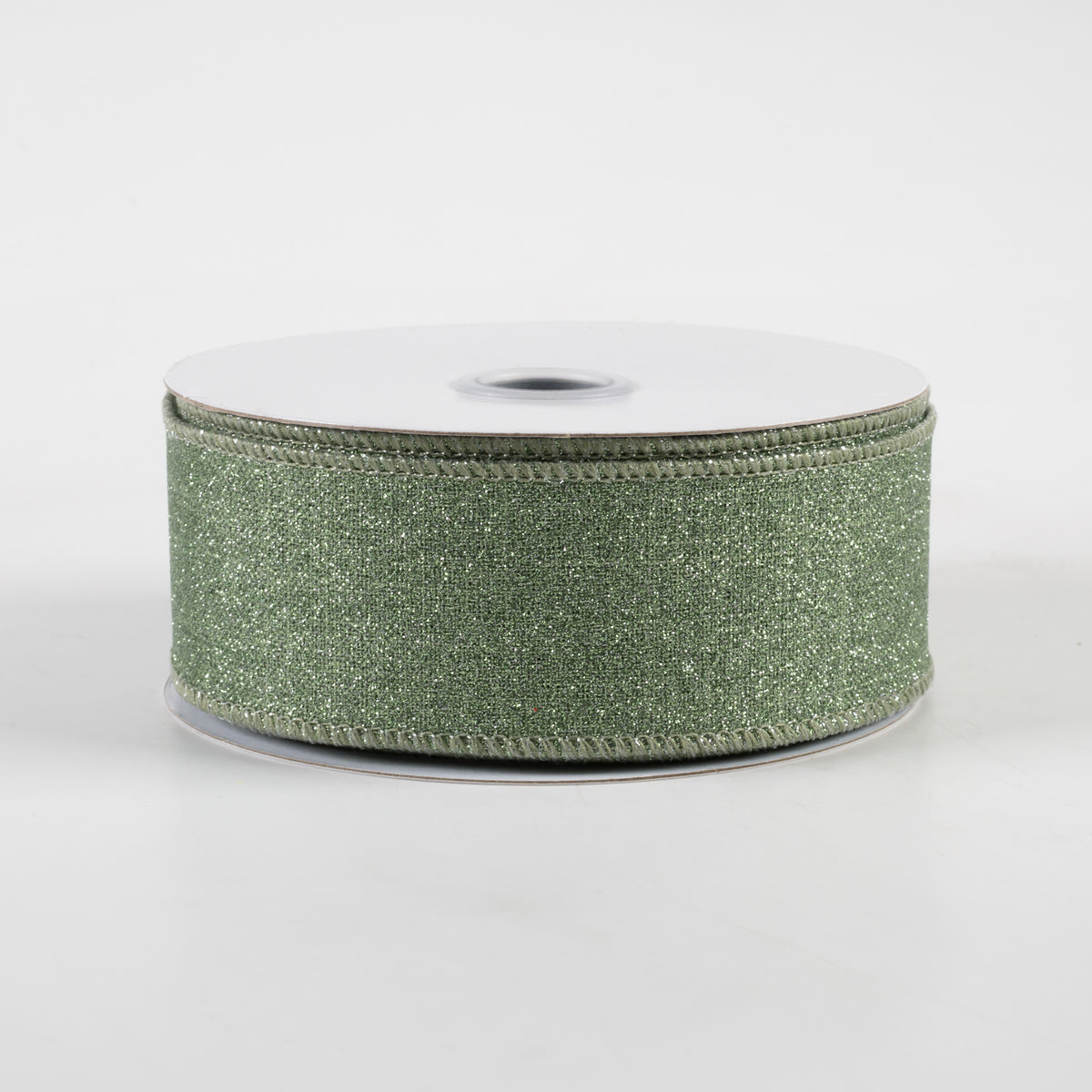 1.5" Fine Glitter on Royal Ribbon: Sage Green (10 Yards)