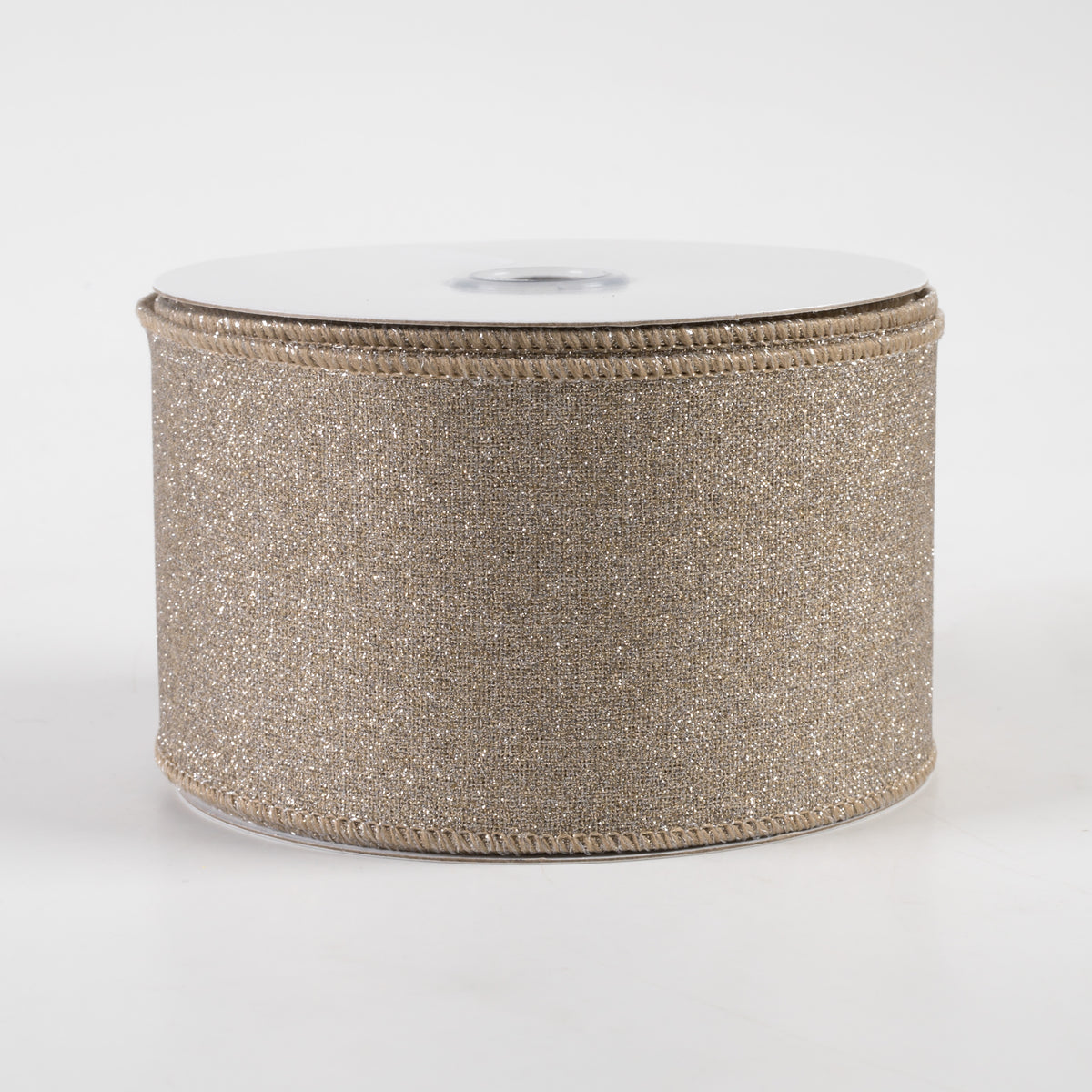 2.5" Fine Glitter on Royal Ribbon: Taupe (10 Yards)