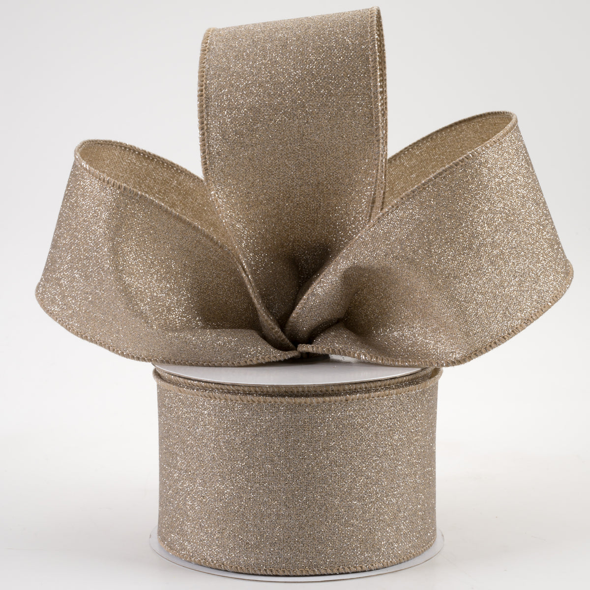 2.5" Fine Glitter on Royal Ribbon: Taupe (10 Yards) Lifestyle Photo