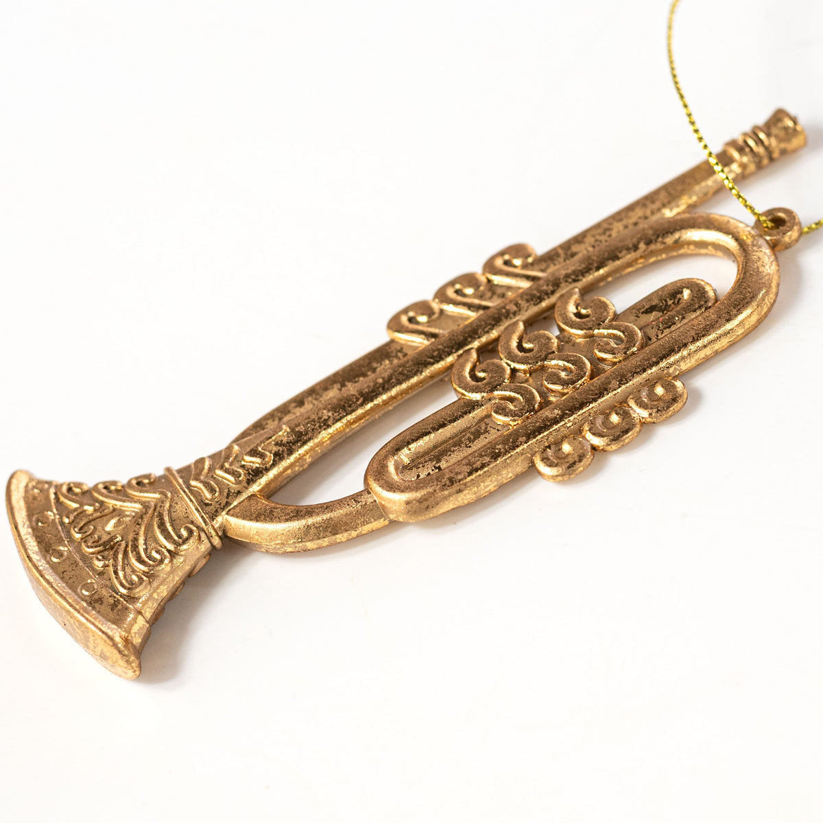 5" Flat Musical Instrument Ornaments: Gold (3 Assorted) detail photo 3