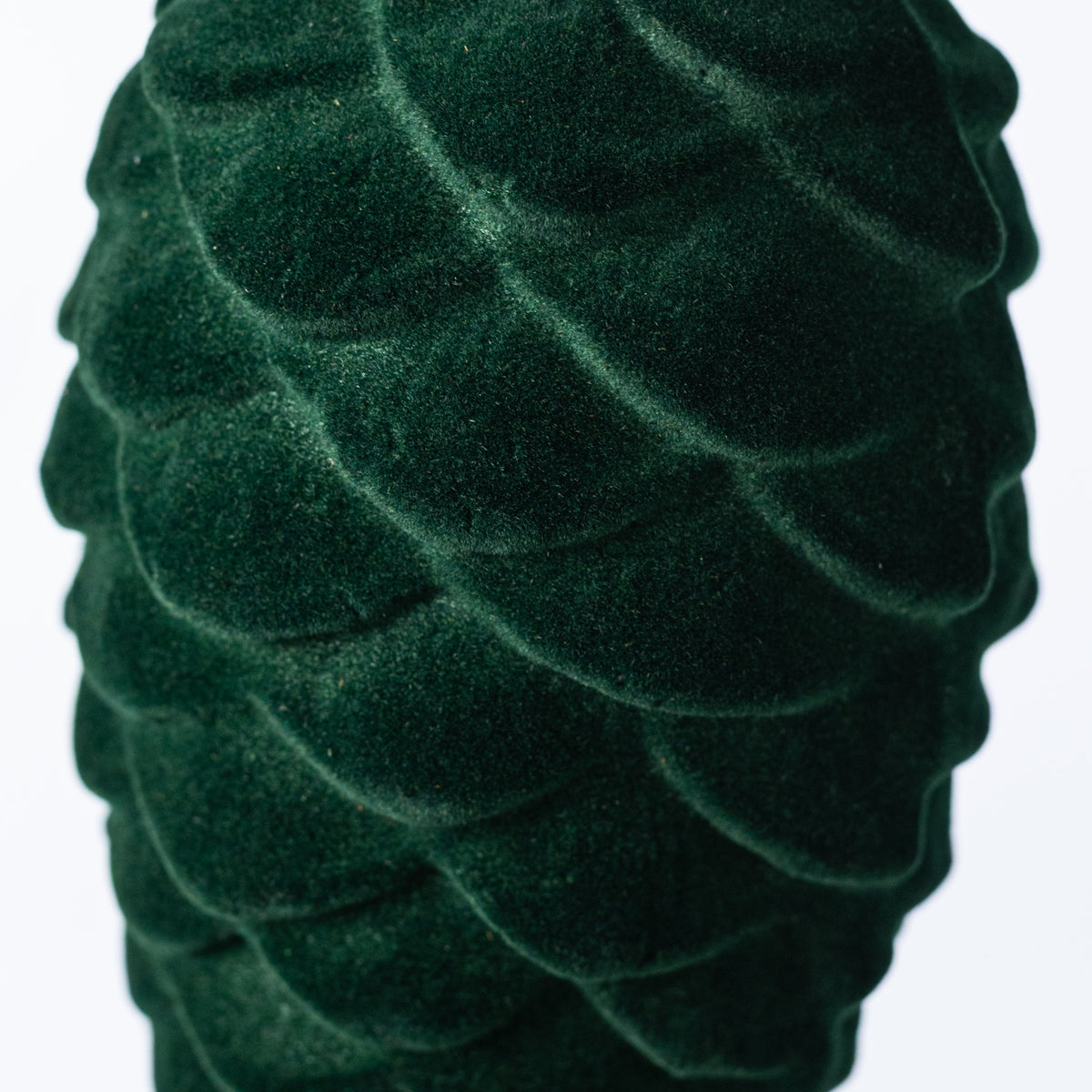 9" Flocked Pinecone Ornament: Dark Green detail photo 3