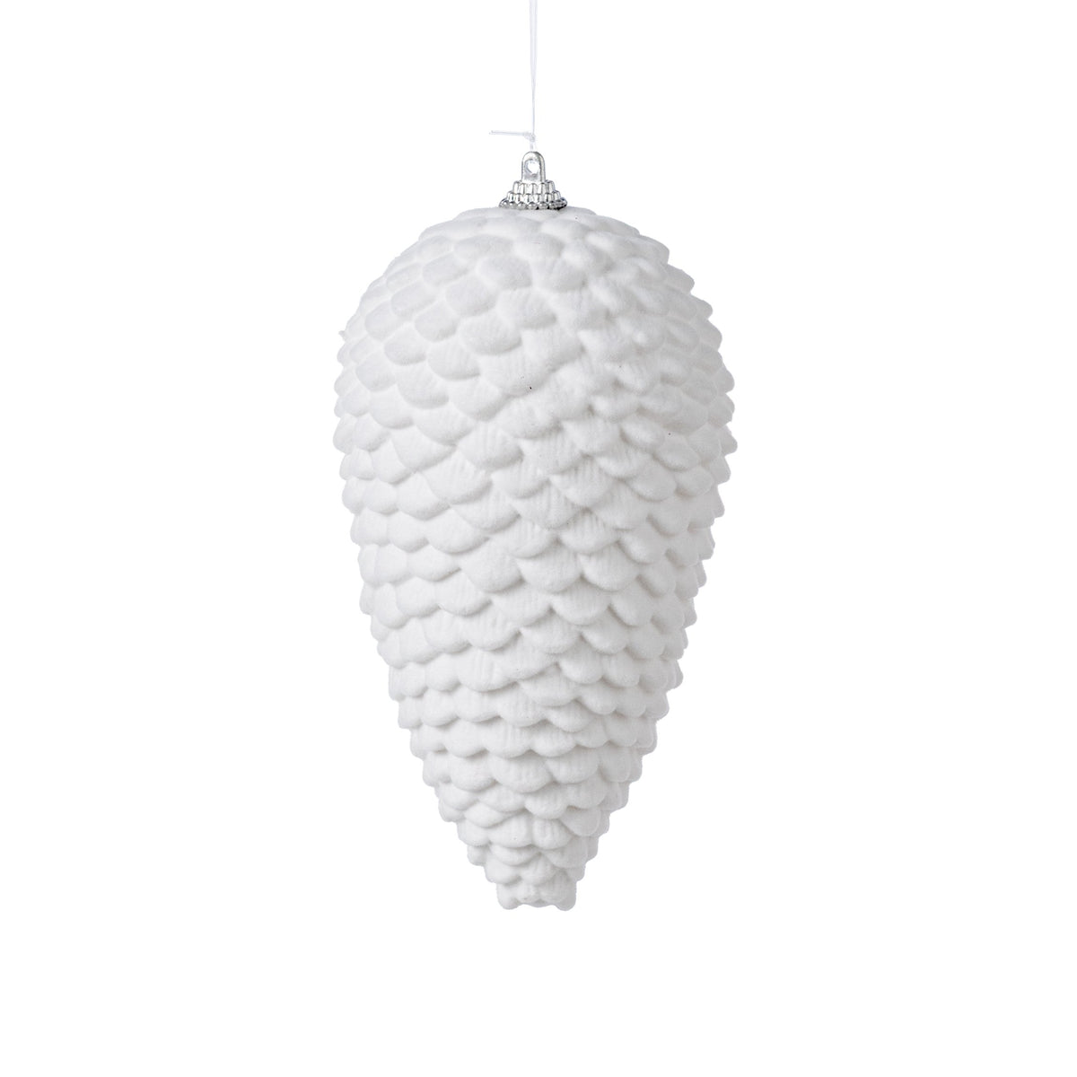 6" Flocked Pinecone Ornament: White Item Number: 32249-WT