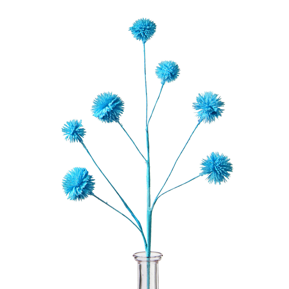 19" Flocked Pom Pom Spray: Blue Item Number: FH799203