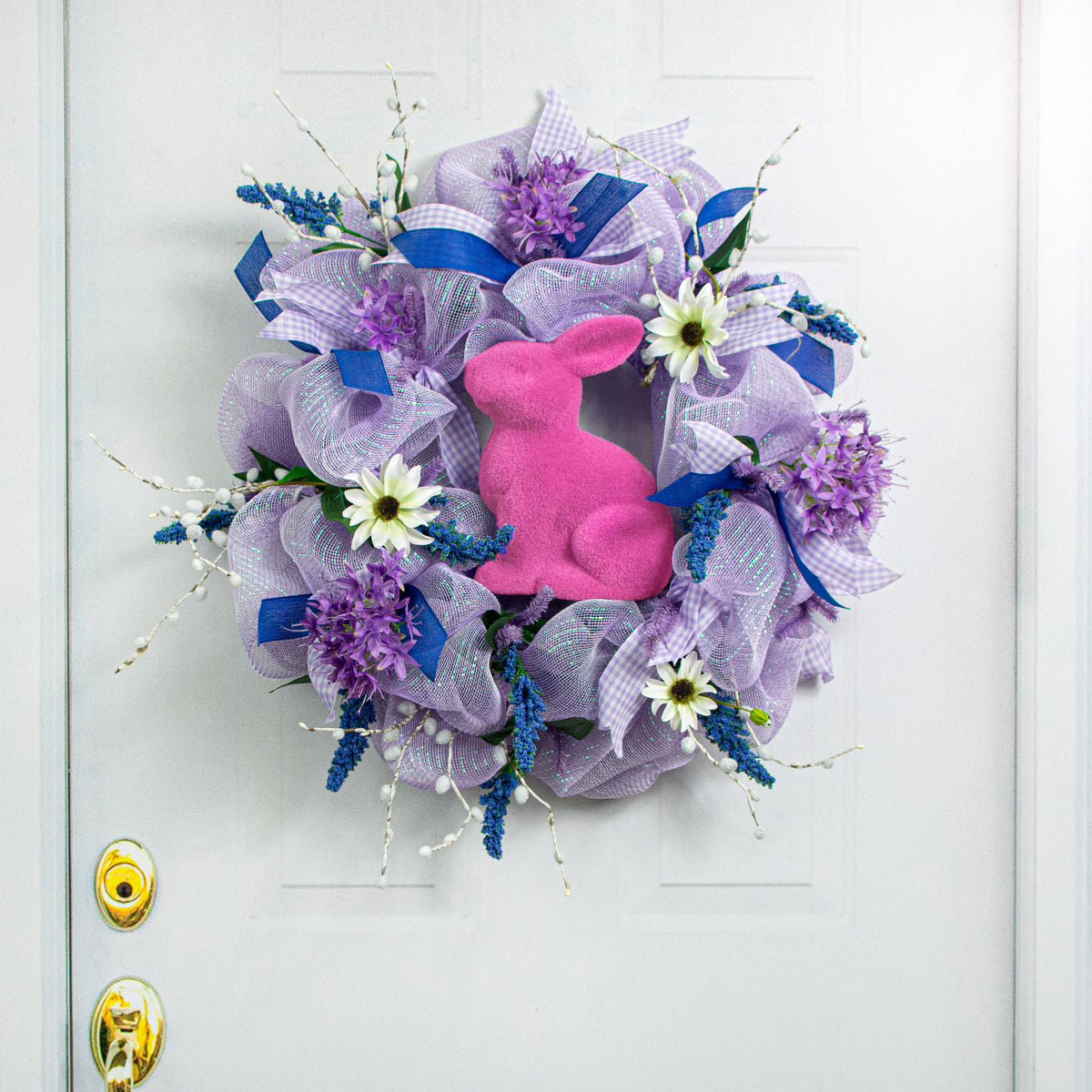 10" Flocked Sitting Rabbit: Fuchsia Lifestyle Photo