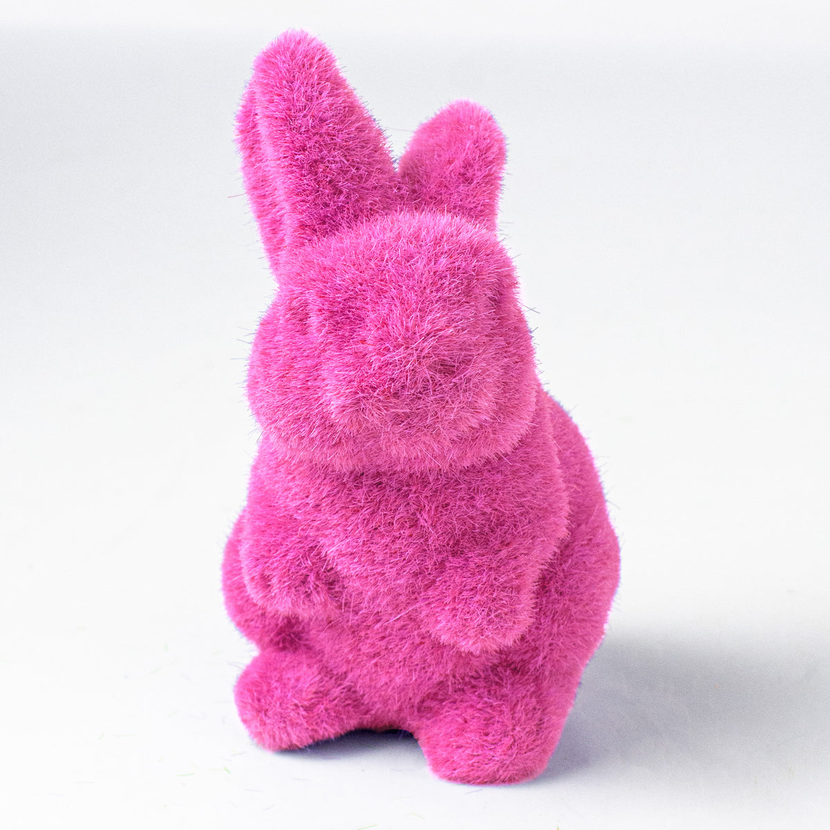 6" Flocked Sitting Rabbit: Fuchsia detail photo 3