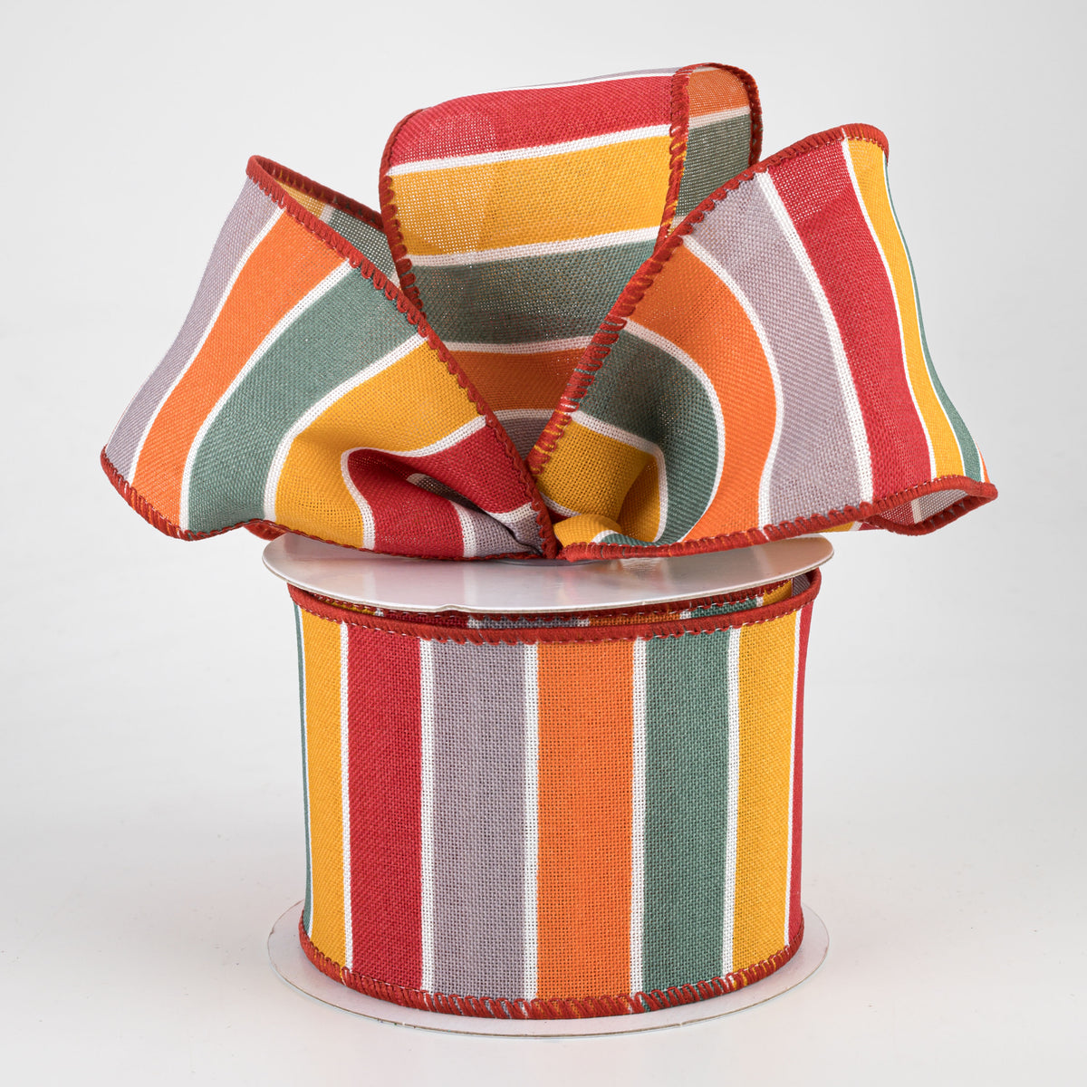 2.5" Florida Stripe Ribbon: Grey, Teal, Yellow & Orange (10 Yards) Lifestyle Photo