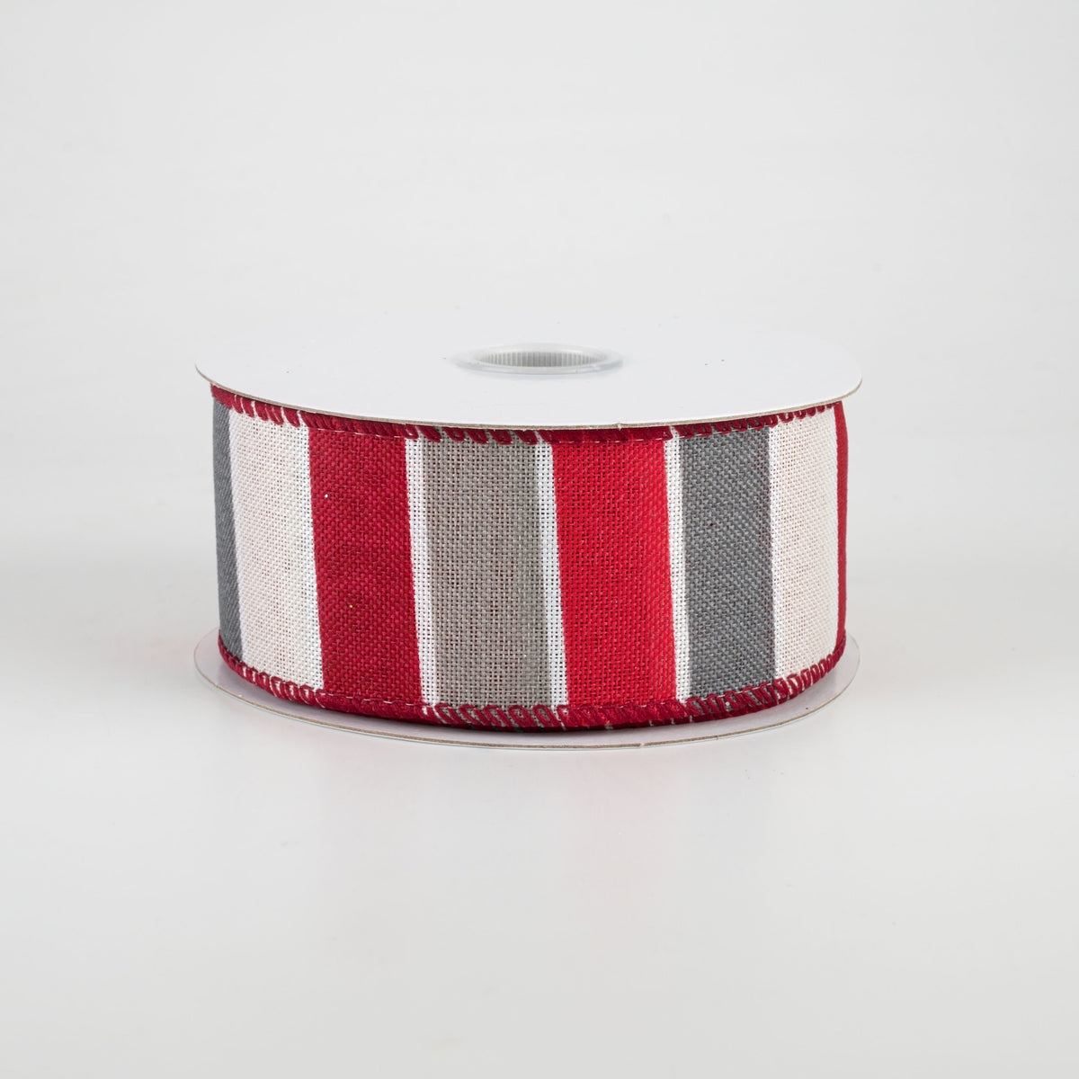 1.5" Florida Stripe Ribbon: Red, White & Grey (10 Yards)