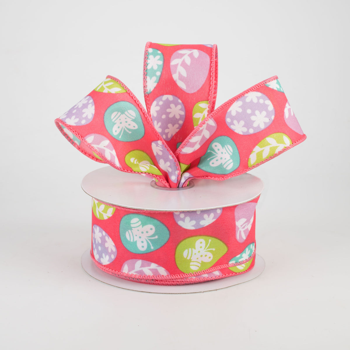 1.5" Flower Easter Eggs Ribbon: Hot Pink (10 Yards) Lifestyle Photo