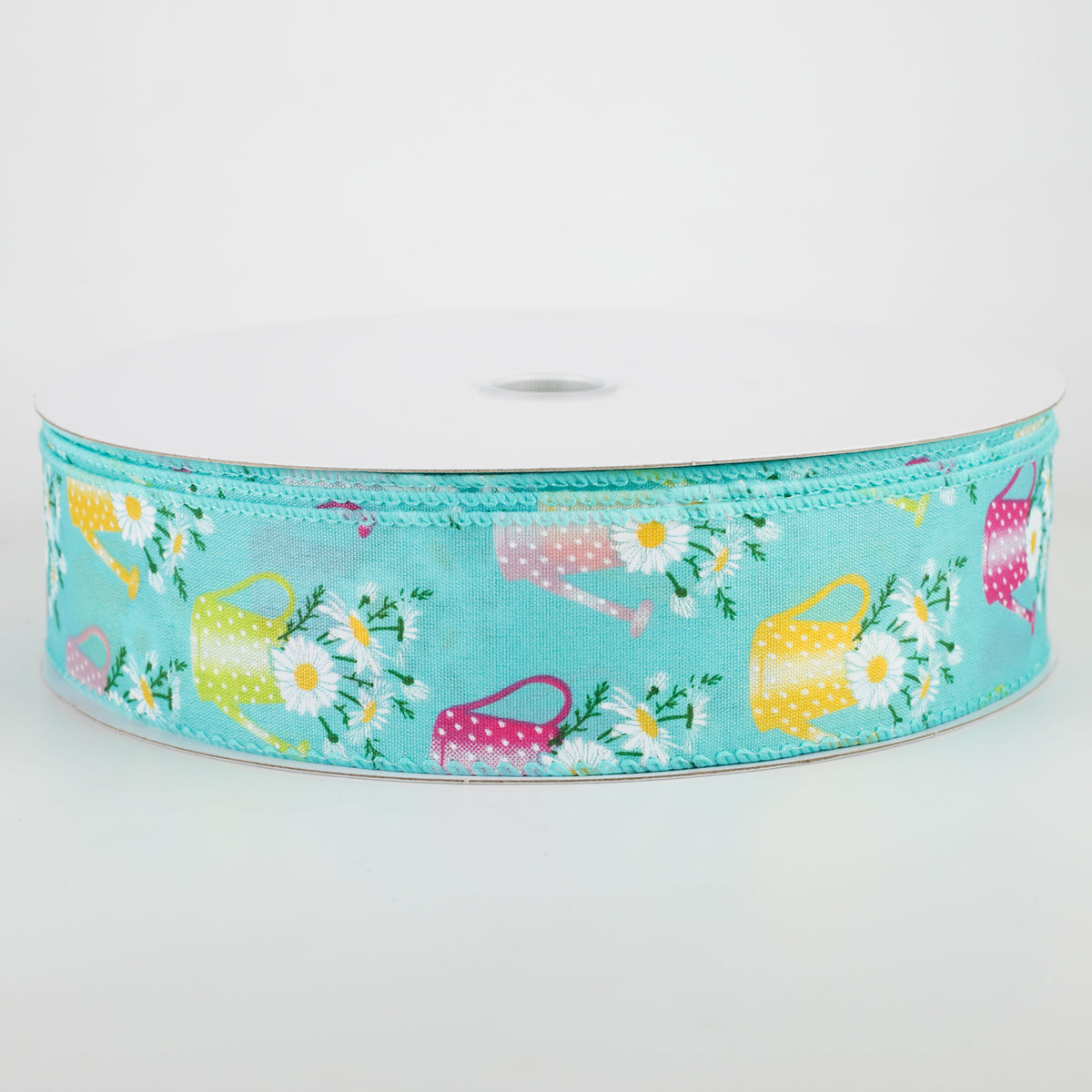 1.5" Flower Filled Watering Can Ribbon: Aqua (50 Yards) Item Number: 841-09-116