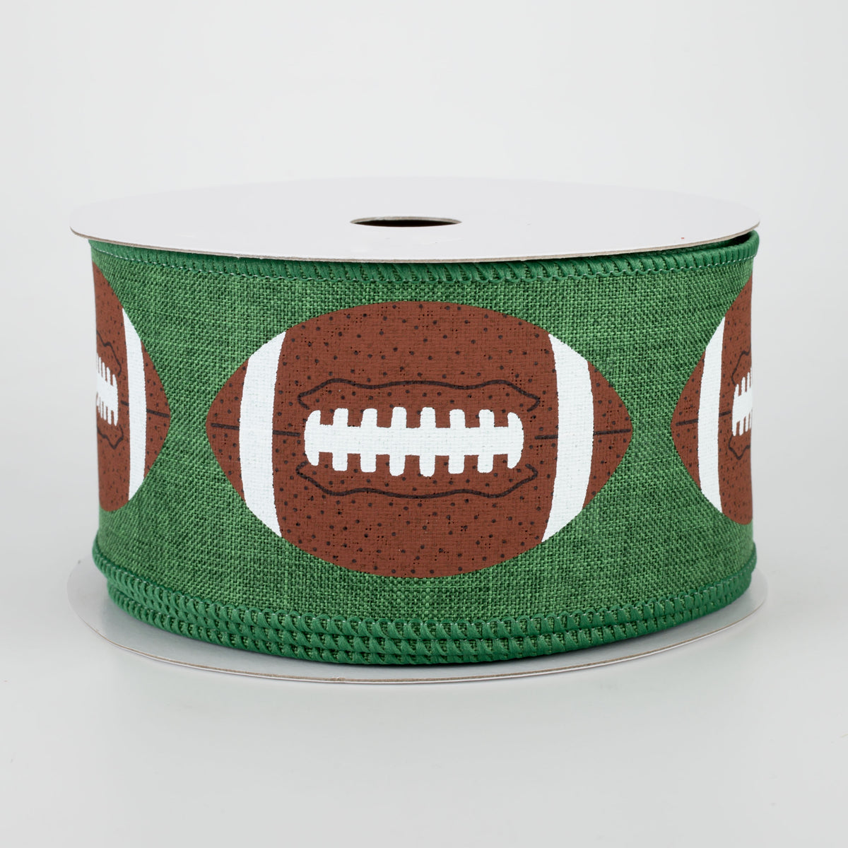 2.5" Footballs Ribbon: Emerald (10 Yards)