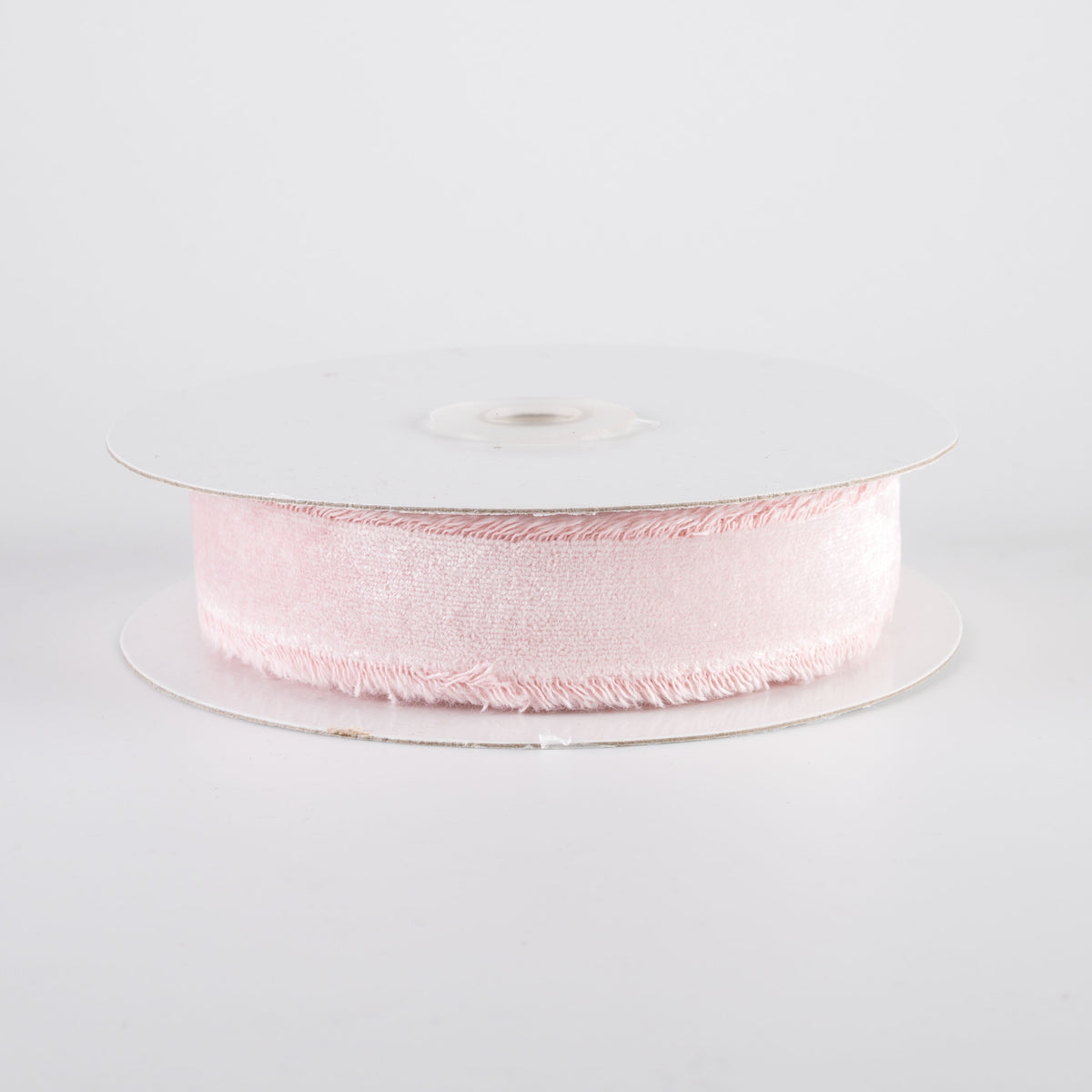 1" Frayed Edge Unwired Velvet Ribbon: Light Pink (10 Yards)