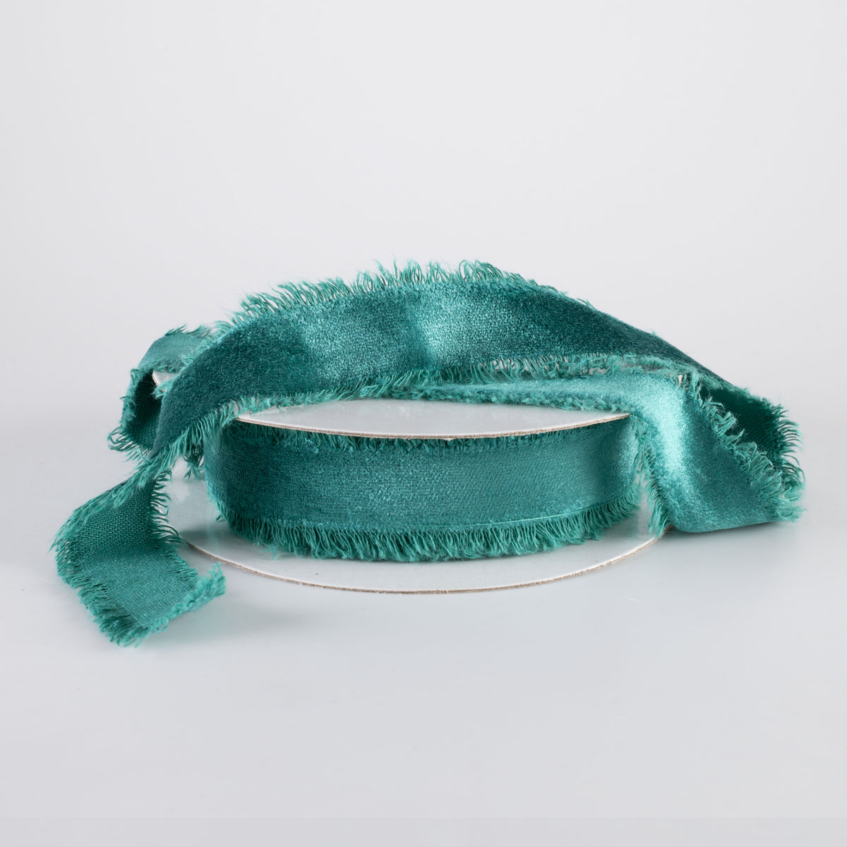 1" Frayed Edge Unwired Velvet Ribbon: Teal (10 Yards) Lifestyle Photo