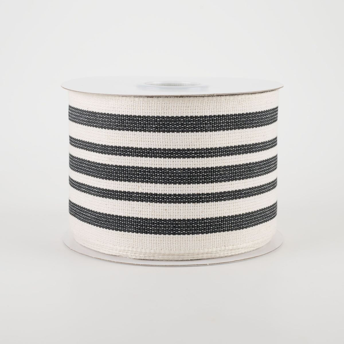 2.5" French Ticking Stripe Ribbon: Ivory & Black (10 Yards) Item Number: 6700140-21