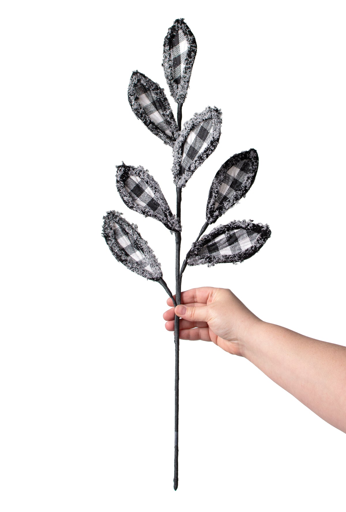 26" Frosted Check Leaf Spray: Black & White detail photo 3