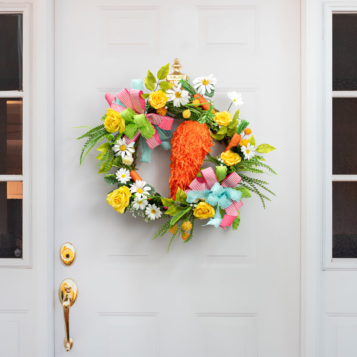 16" Furry Fabric Carrot Wreath Accent detail photo 4