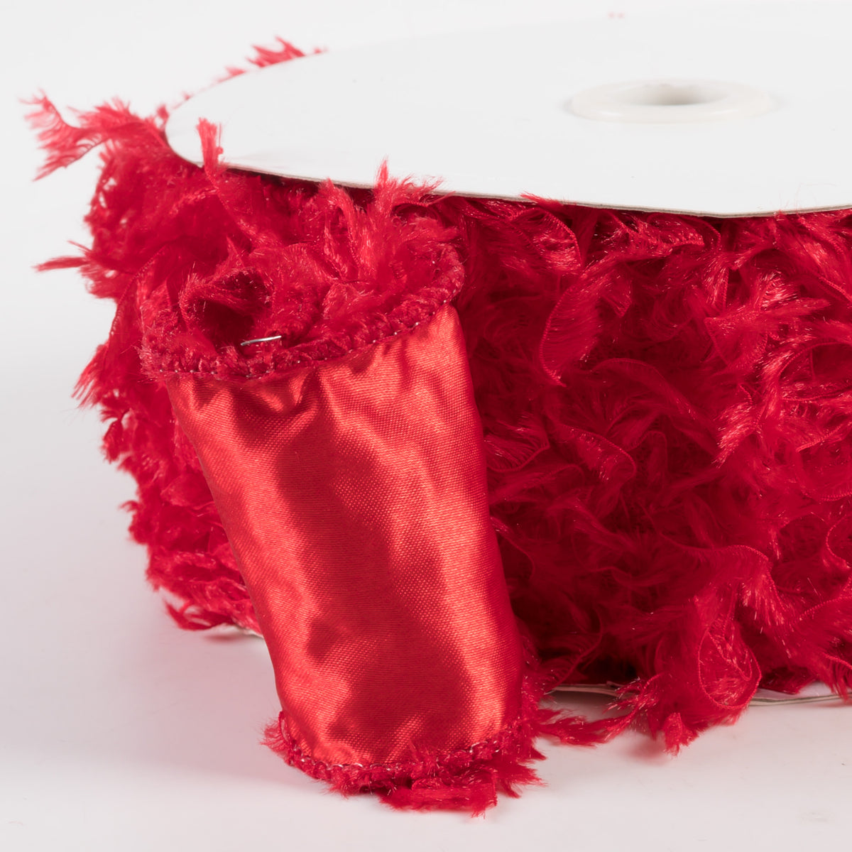 2.5" Furry Fabric Ribbon: Red (10 Yards) detail photo 3