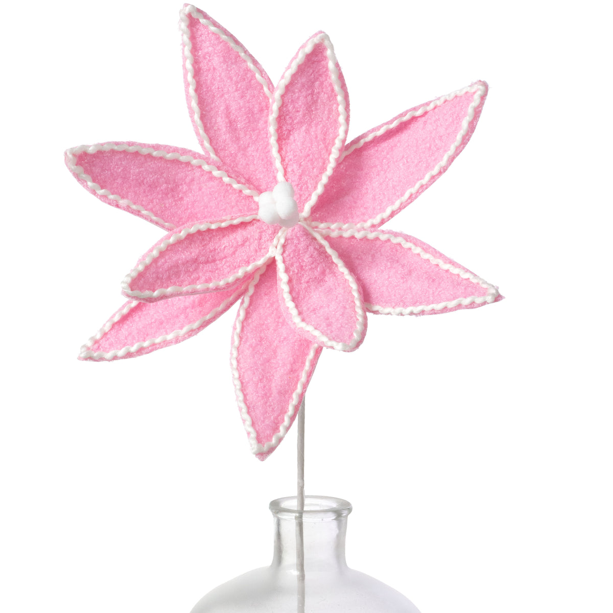 12" x 25" Fuzzy Fabric Poinsettia Pick: Pink & White Item Number: 234204
