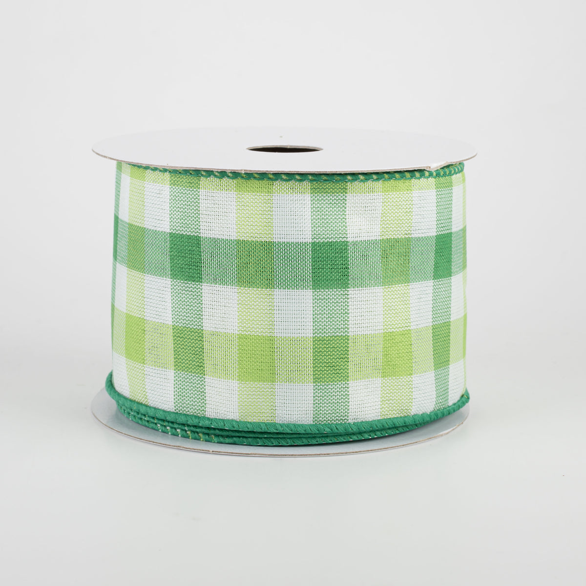 2.5" Garden Check Ribbon: Green, White, Lime (10 Yards)