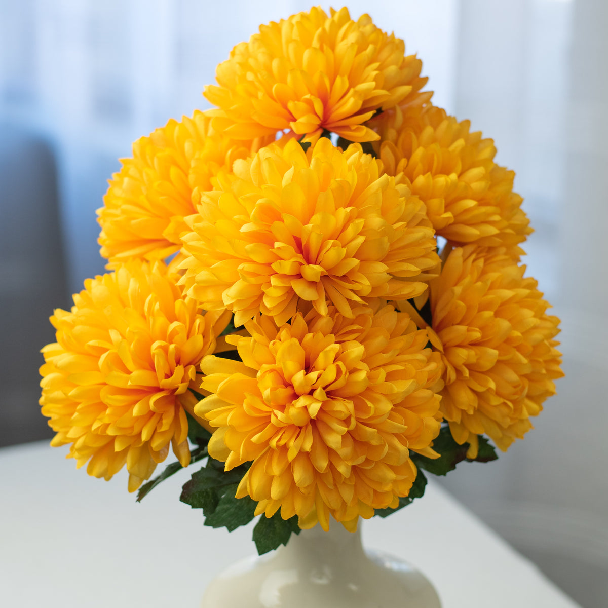 24" Giant Ball Mum Bush: Yellow (7 Stem) Item Number: 35015GDYW