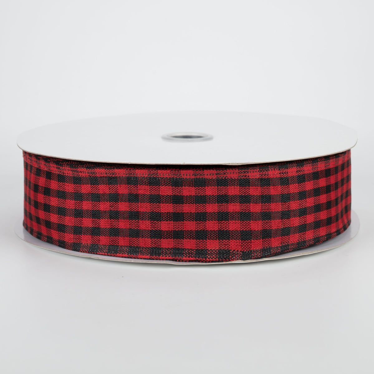 1.5" Gingham Check Wired Ribbon: Red & Black (50 Yards)