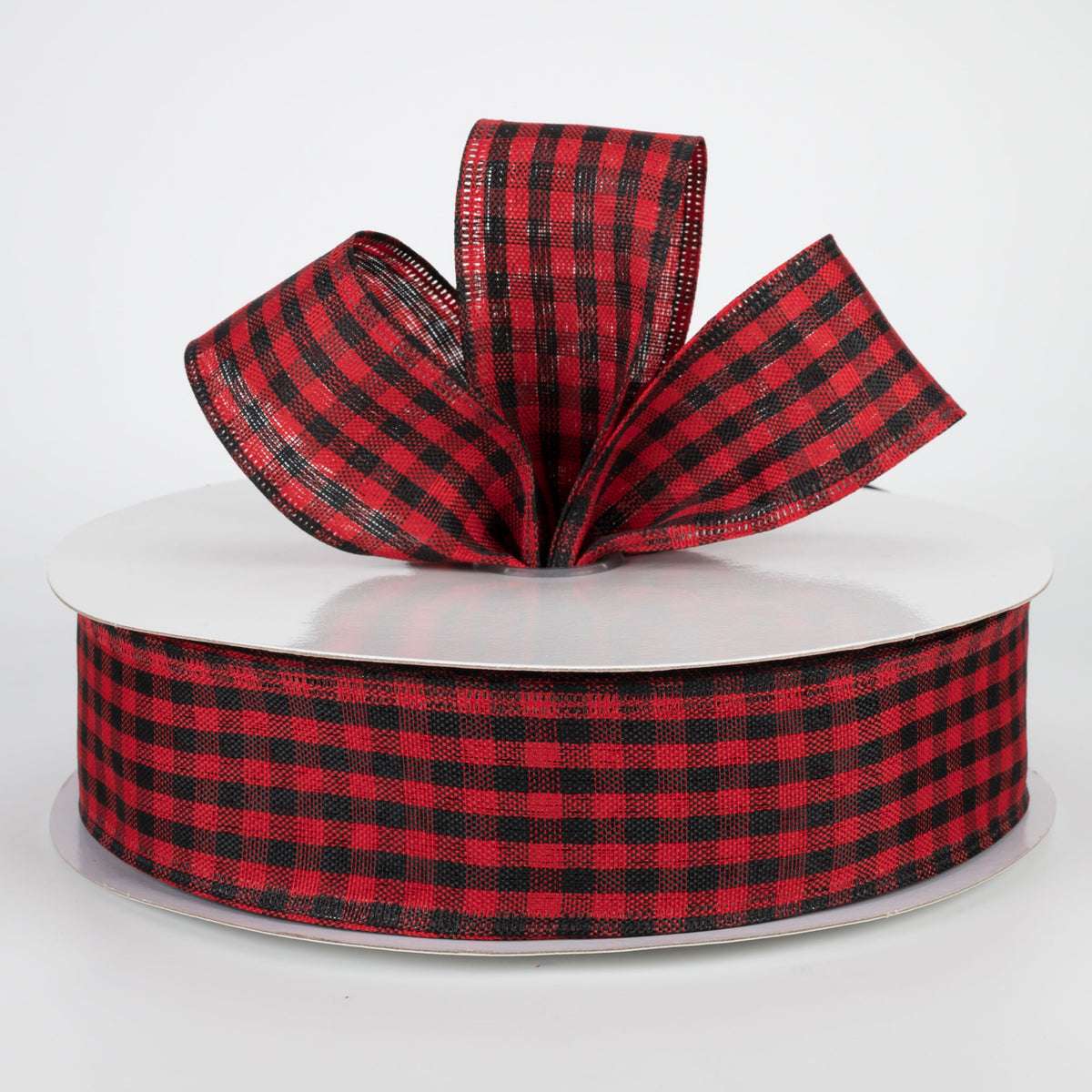1.5" Gingham Check Wired Ribbon: Red & Black (50 Yards) Lifestyle Photo