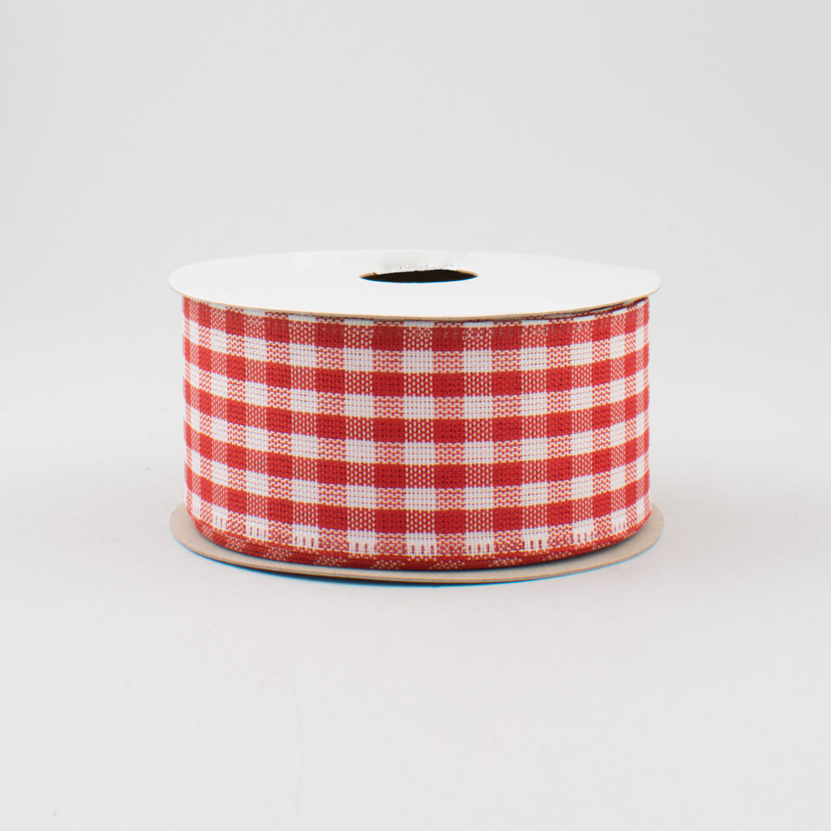 1.5" Gingham Check Wired Ribbon: Red & White (10 Yards)