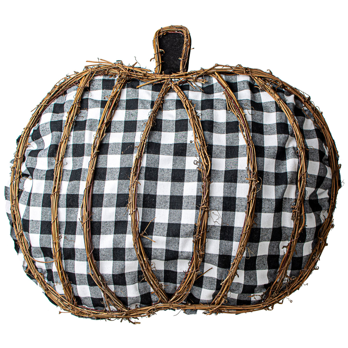23" Gingham Pumpkin Grapevine Hanger Item Number: 56732GINGHAM