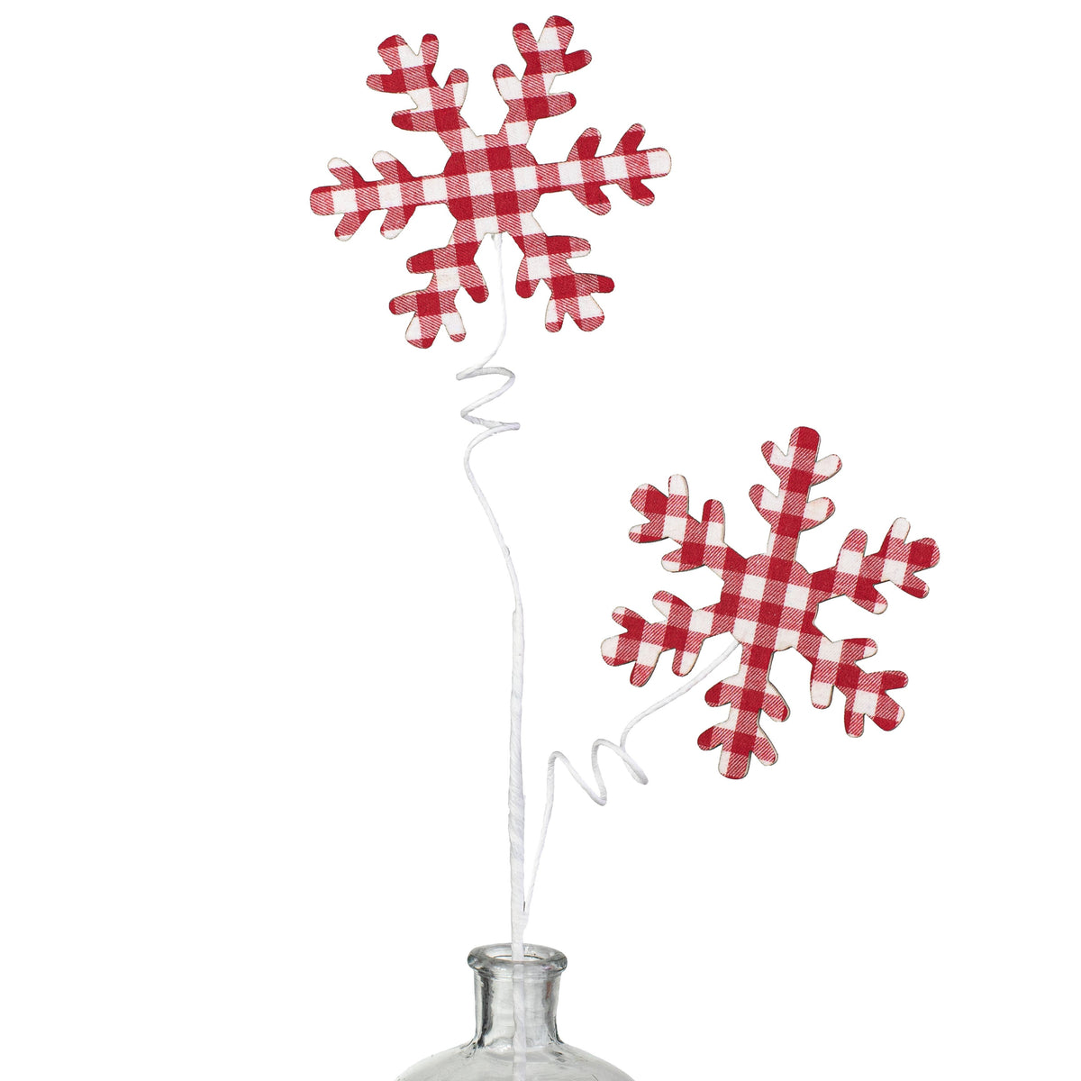 28" Gingham Snowflake Spray: Red & White Item Number: 85218RDWT