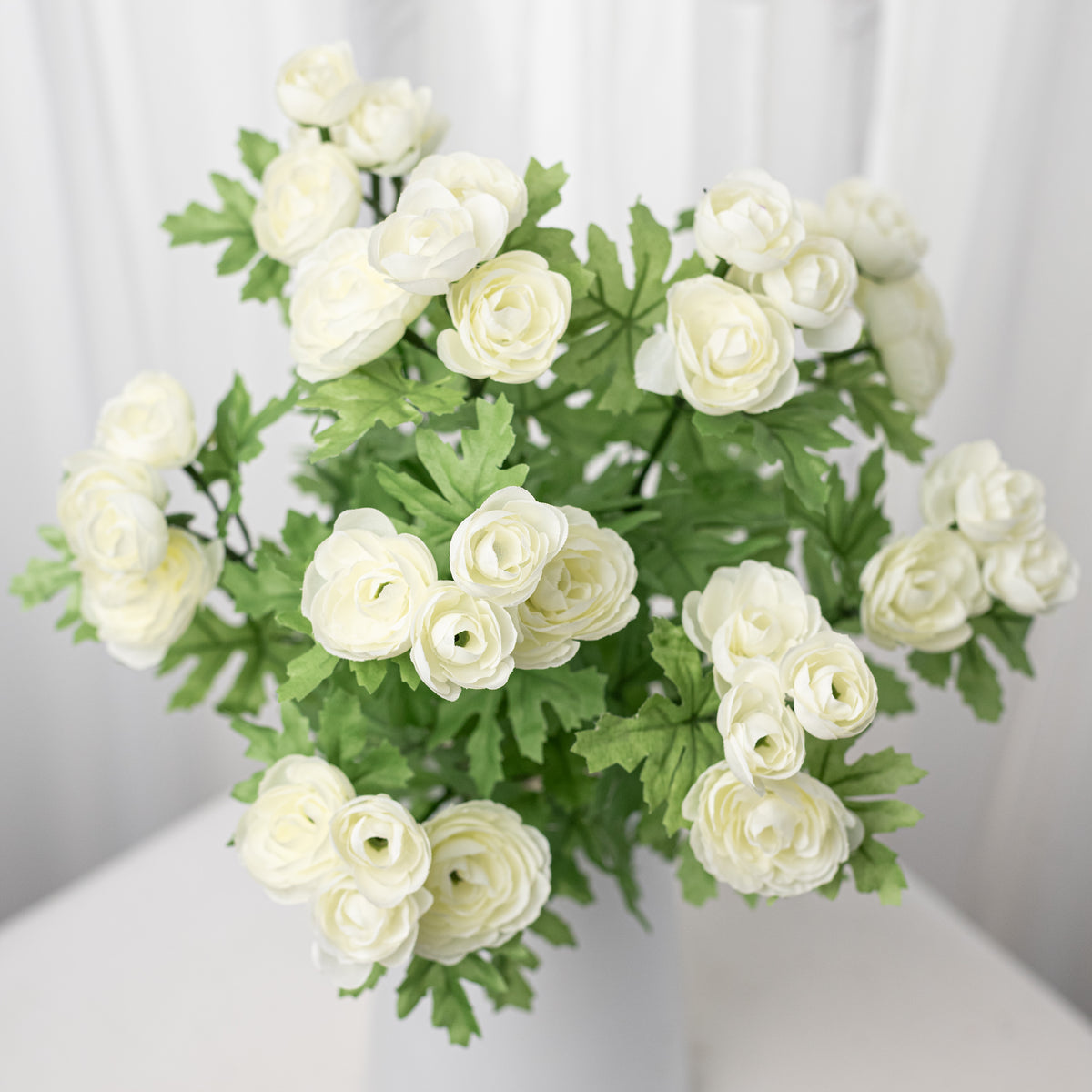 16" Mini Ranunculus Bush: Cream (9 Stem)