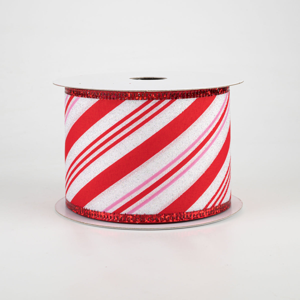 2.5" Glitter Candy Cane Ribbon: Red, Pink, White (10 Yards) Item Number: 75004-40-03