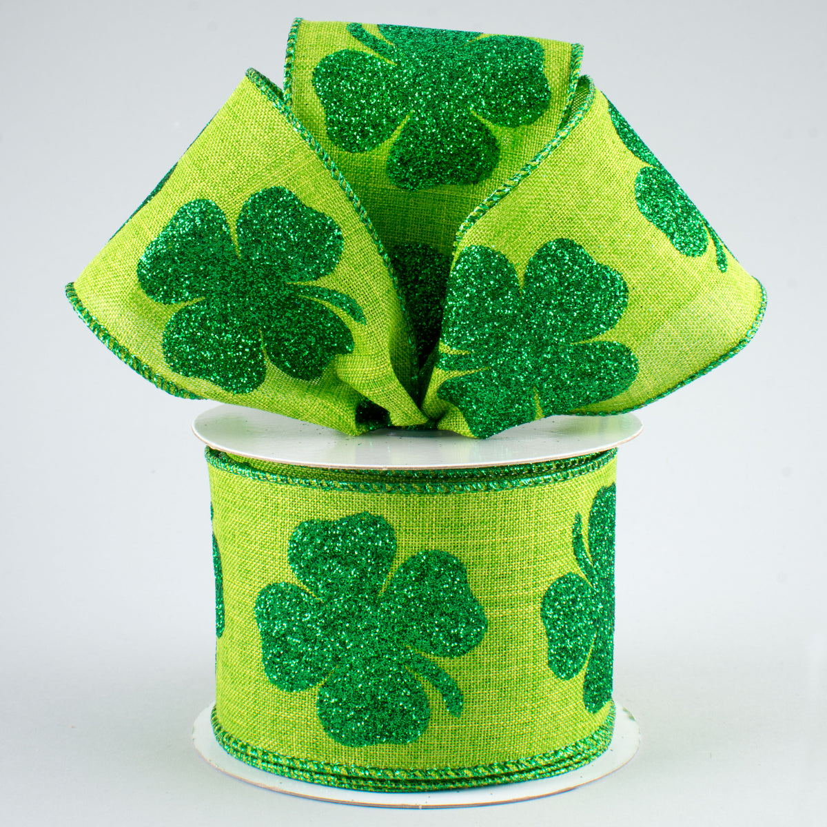 2.5" Glitter Clovers Ribbon: Fresh Green (10 Yards) Lifestyle Photo