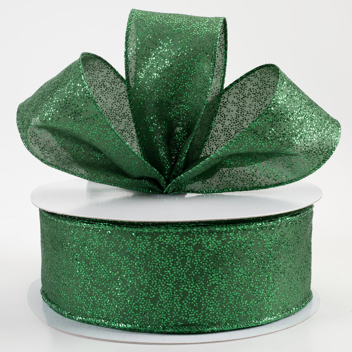 2.5" Glitter Dots Ribbon: Emerald Green (50 Yards) Lifestyle Photo