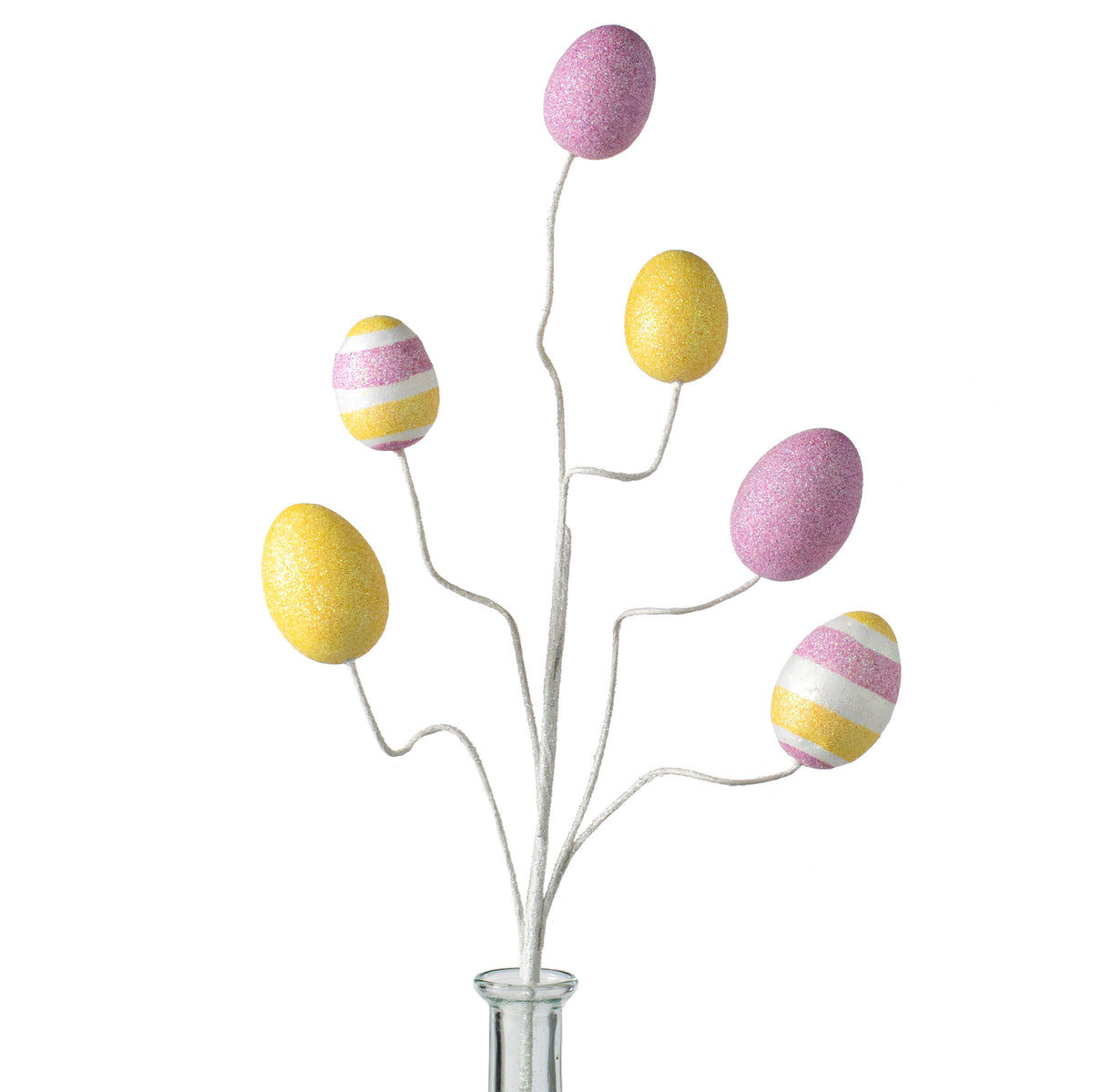 19" Glitter Easter Egg Spray: Lavender & Yellow Item Number: HE4208ER