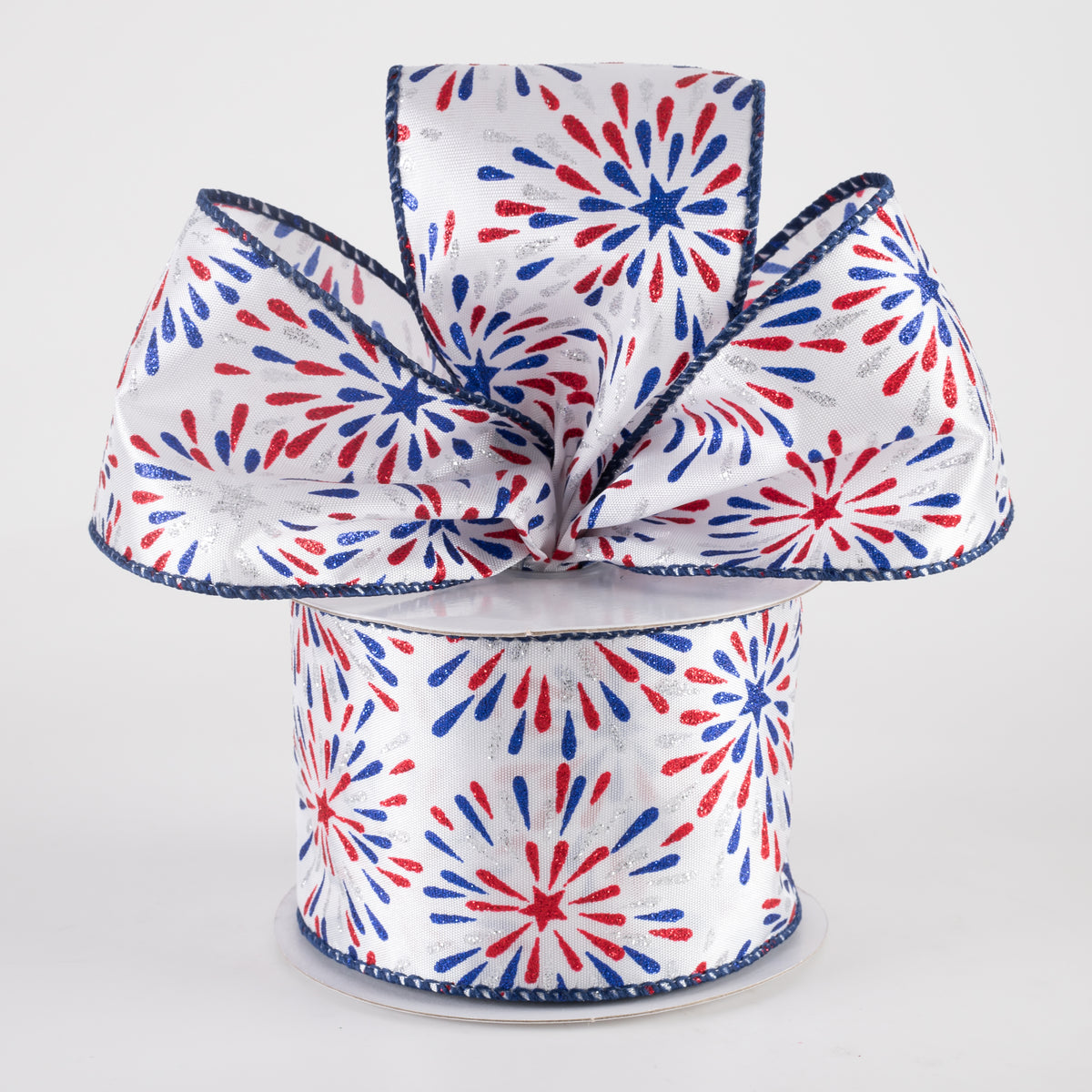 2.5" Glitter Fireworks Ribbon: White (10 Yards) Lifestyle Photo