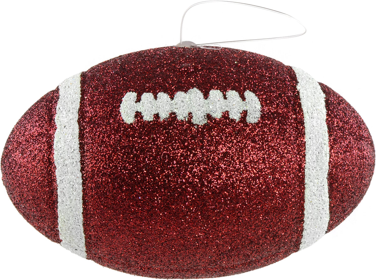 Glitter Football Ornament Assortment: Maroon & White (Set of 3) Lifestyle Photo