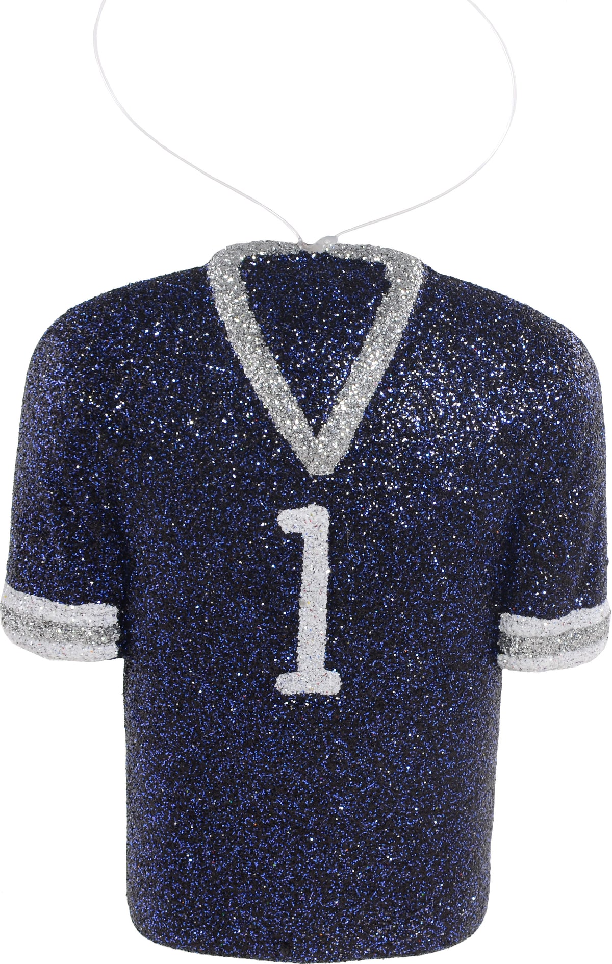 Glitter Football Ornament Assortment: Silver & Navy Blue (Set of 3) detail photo 4